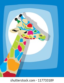 Clip art icon of a colored giraffe