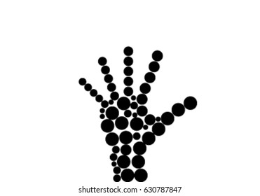Clip art icon of hand create from of black circle.