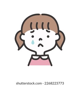 Clip art icon of sad girl