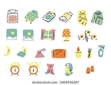  Clip art icon set about sleep