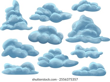 clip art illustration of colorful soft clouds for child daycare and nursery wallpaper