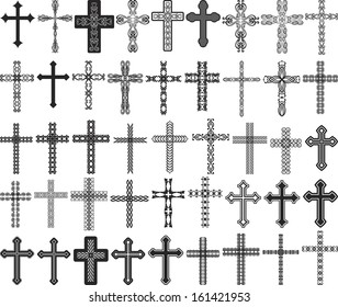 clip art illustration of crosses with ornaments