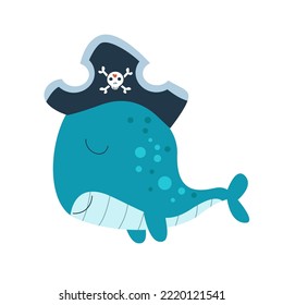 Clip art illustration of cute dolphin cartoon character for children.