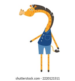 Clip Art Illustration Of A Cute Giraffe Cartoon Character For Children.