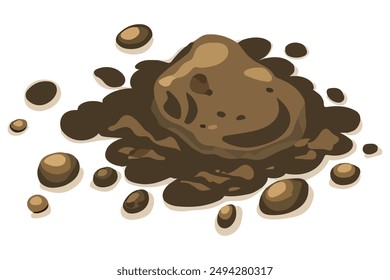 clip art illustration of dirt or ground in Flat style isolated on white background. Pile of ground or compost. Organic fertilizer. Vector illustration flat design.