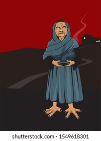 clip art illustration of a mexican witch