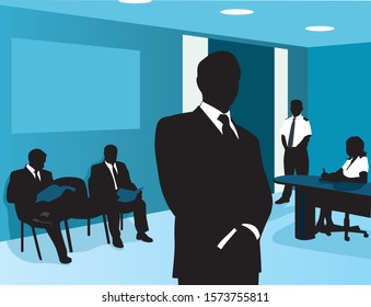 clip art illustration of an office waiting room