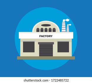 Clip Art Illustration Of Small Factory Building, Small Storehouse Building