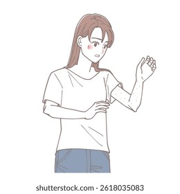 Clip art : Illustration of a woman with eczema on her arm