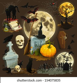 Clip art illustrations for Halloween celebration