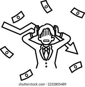 Clip art image bankruptcy  line drawing 