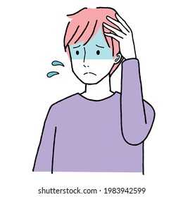 Clip art of impatient and pale young man