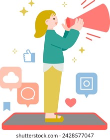 Clip art of influencer spreading on social networking service