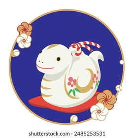 Clip art of Japanese earthen bell of snake, New year's card design elements for year of the snake.