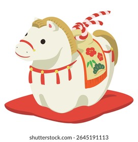 Clip art of Japanese earthen bell of horse, New year's card design elements for year of the horse.