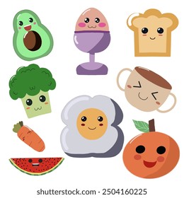 clip art kawai food character breakfast vector