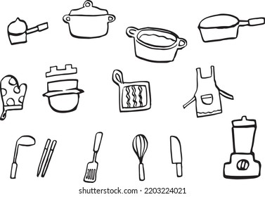 Clip art of kitchen utensils(monochrome)