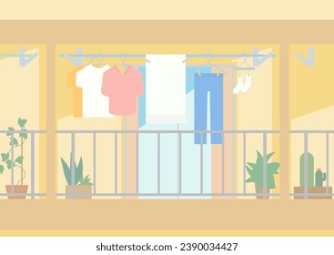 Clip art with laundry on balcony