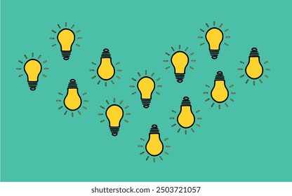 Clip art light bulb concept art ornament. Light bulb illustration pattern wallpaper, electricity and light.  Idea art. Blackout, lights off, lights on. The light bulb illuminates the cover.
