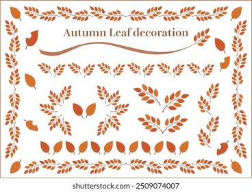 Clip arte de líneas, marcos e íconos de hojas de otoño, conjunto de color naranja