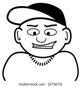 Clip art of a little guy in a baseball cap.