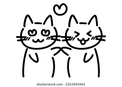 Clip art of lovey-dovey hand-drawn cat