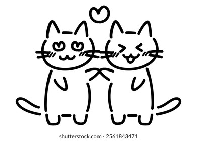 Clip art of lovey-dovey hand-drawn cat