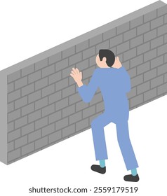 Clip art of male businessman blocked by wall