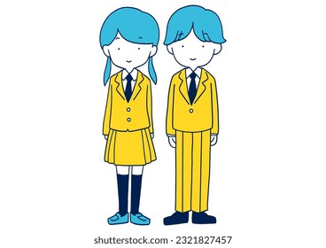 Clip art of male and female high school students standing side by side