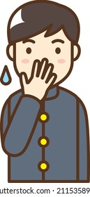 Clip art of male student holding his mouth