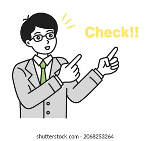 Clip art of a male who introduces here