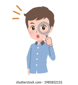 Clip art of a man examining with a magnifying glass