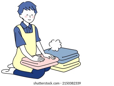 Clip Art Of Man Folding Laundry