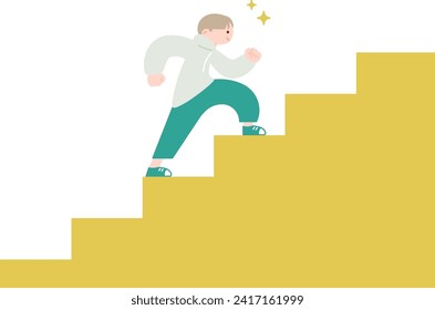 Clip art of man going up stairs