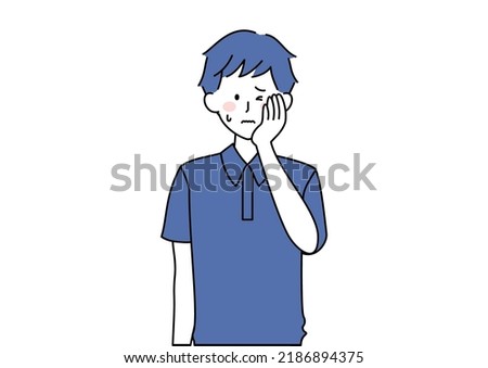 Clip art of man holding his cheek