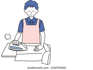 Clip art of man ironing happily
