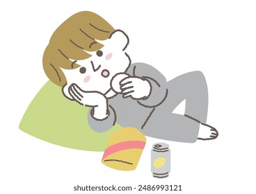 Clip arte del hombre acostado y comiendo dulces
