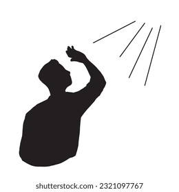 Clip art of man making a dazzling gesture in the sunlight　