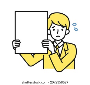 Clip art of a man making a good announcement on a board