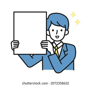 Clip art of a man making a good announcement on a board