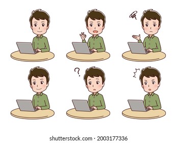 Clip art of a man operating a computer