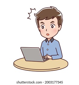 Clip art of a man operating a computer