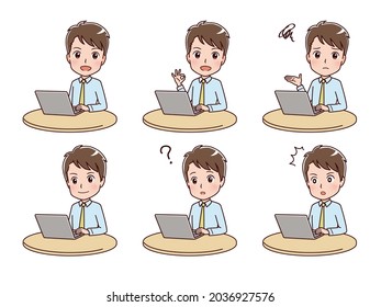 Clip art of a man operating a computer