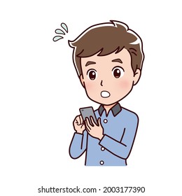 Clip art of a man operating a smart phone