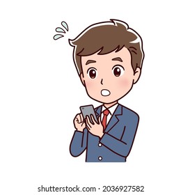 Clip art of a man operating a smart phone