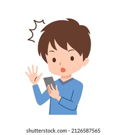 Clip art of a man operating a smart phone