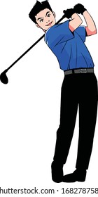 Clip art of man playing golf