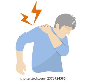 Clip art of man pressing his aching shoulder