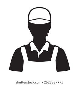 Clip art of man silhouette of restaurant waitress -black