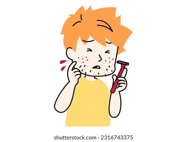 Clip art of man suffering from razor burn